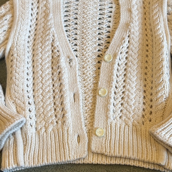 A.L.C. Cream Chunky Cable Knit 100% Merino Wool Cardigan Size XS - Picture 4 of 10